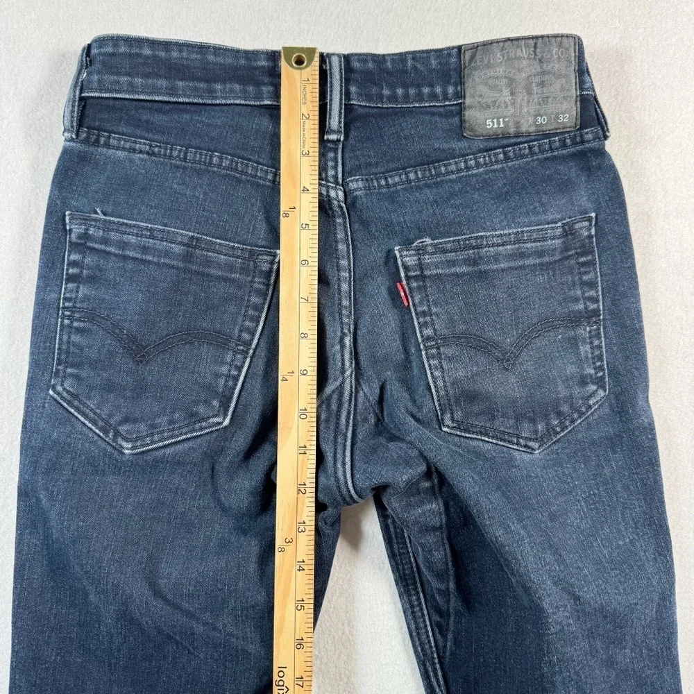 Levis Jeans Mens 30 Blue 511 Slim Straight Mid Rise Dark Wash Stretch